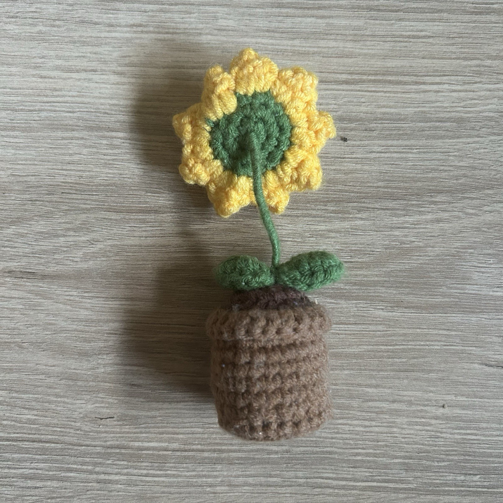 Crochet Sunflower Mini Flower Pot Plant Decor