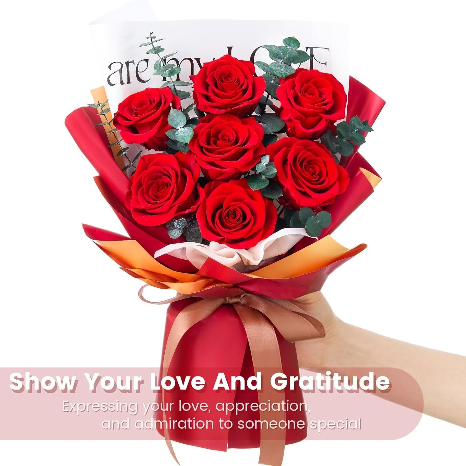 Mosstory Roses Bouquet 7-Piece Forever Flowers Bouquet Flowers Fresh Bouquet Gif