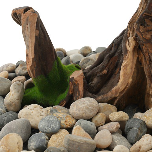 Desktop Artificial Bonsai Pine Tree Decoration Realistic Fake Plant w/ Pebbles