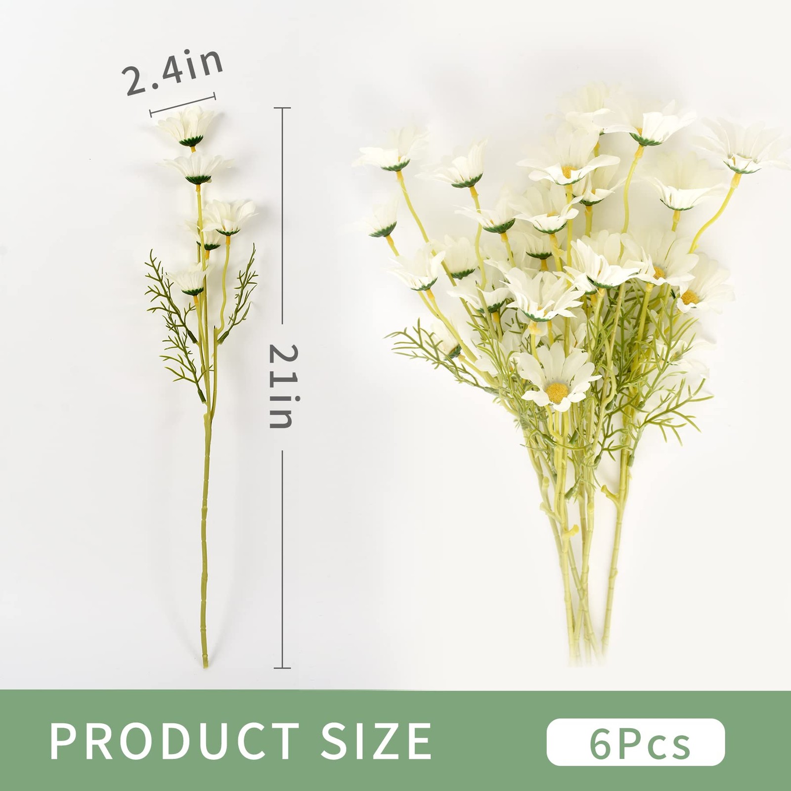 Artificial Daisy Flowers 6 Bundles 21” Faux Silk Daisy Flowers with Stems for…