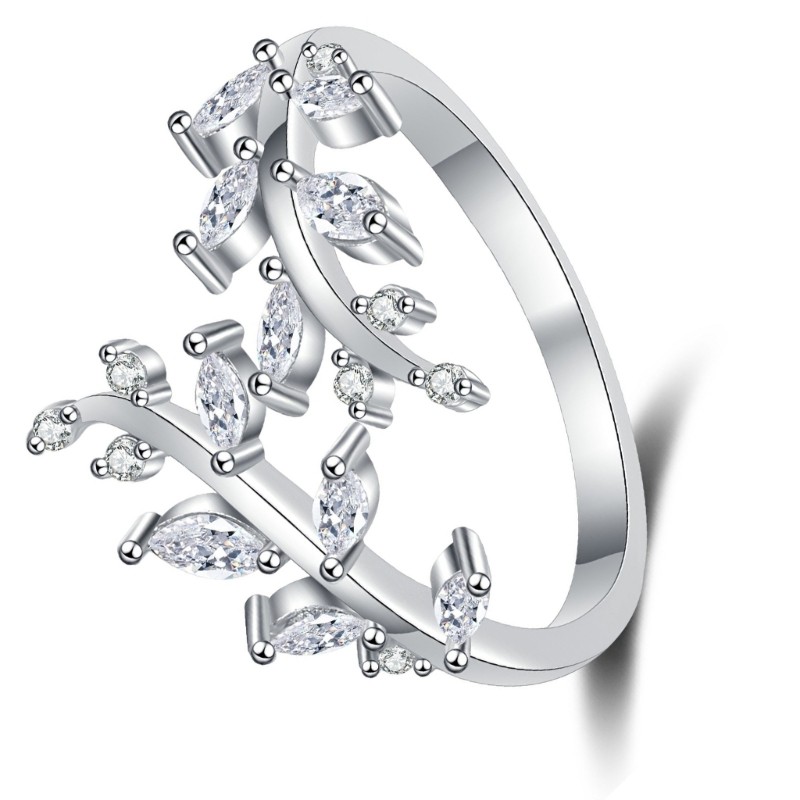 Contemporary Twig Design Ring With Crystal Details Copper Crafted Jewelry Ideal
