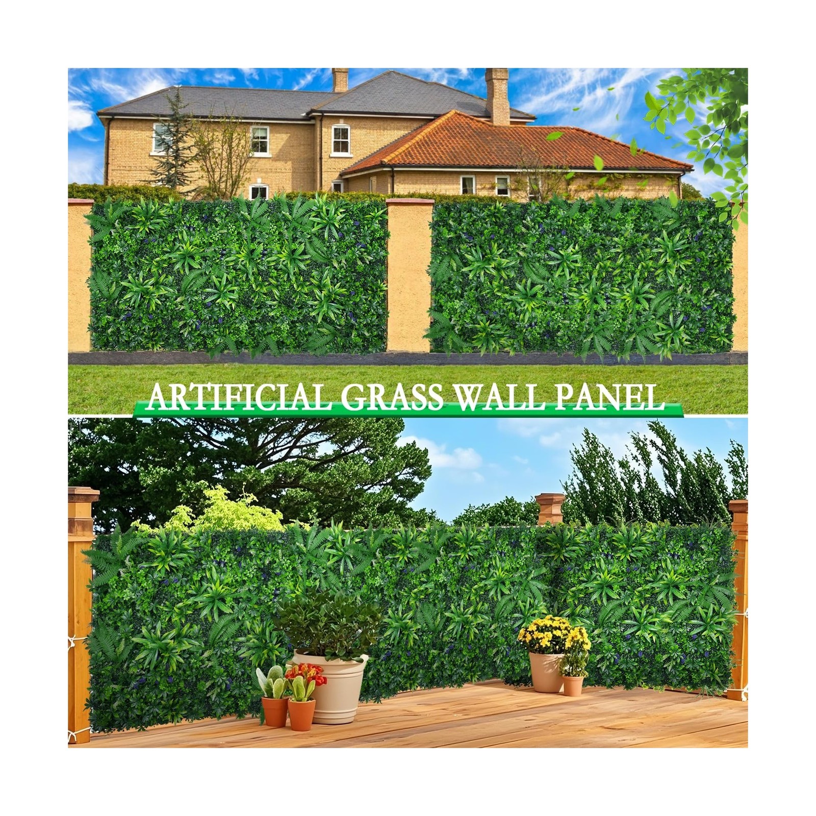 12pcs 20”x20” Grass Wall Panels, Artificial Hedge Panels Greenery Wall, UV …