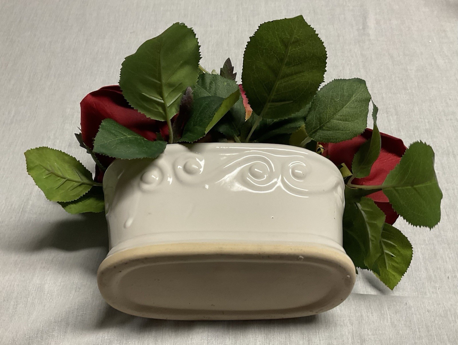 Artificial Flowers And Ceramic Holder/Pot