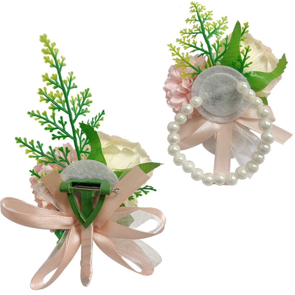 Rose Wrist Corsage, Boutonniere Set, Bride, Groom, Wedding, Prom, Flowers