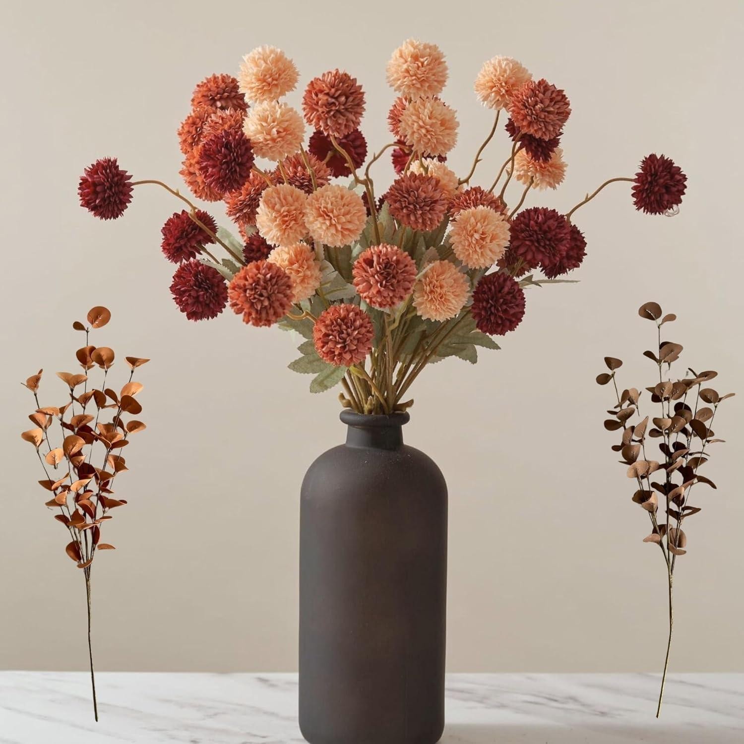 1PC Orange Artificial Chrysanthemum Flower Stem Mini Home Table Wedding Decor