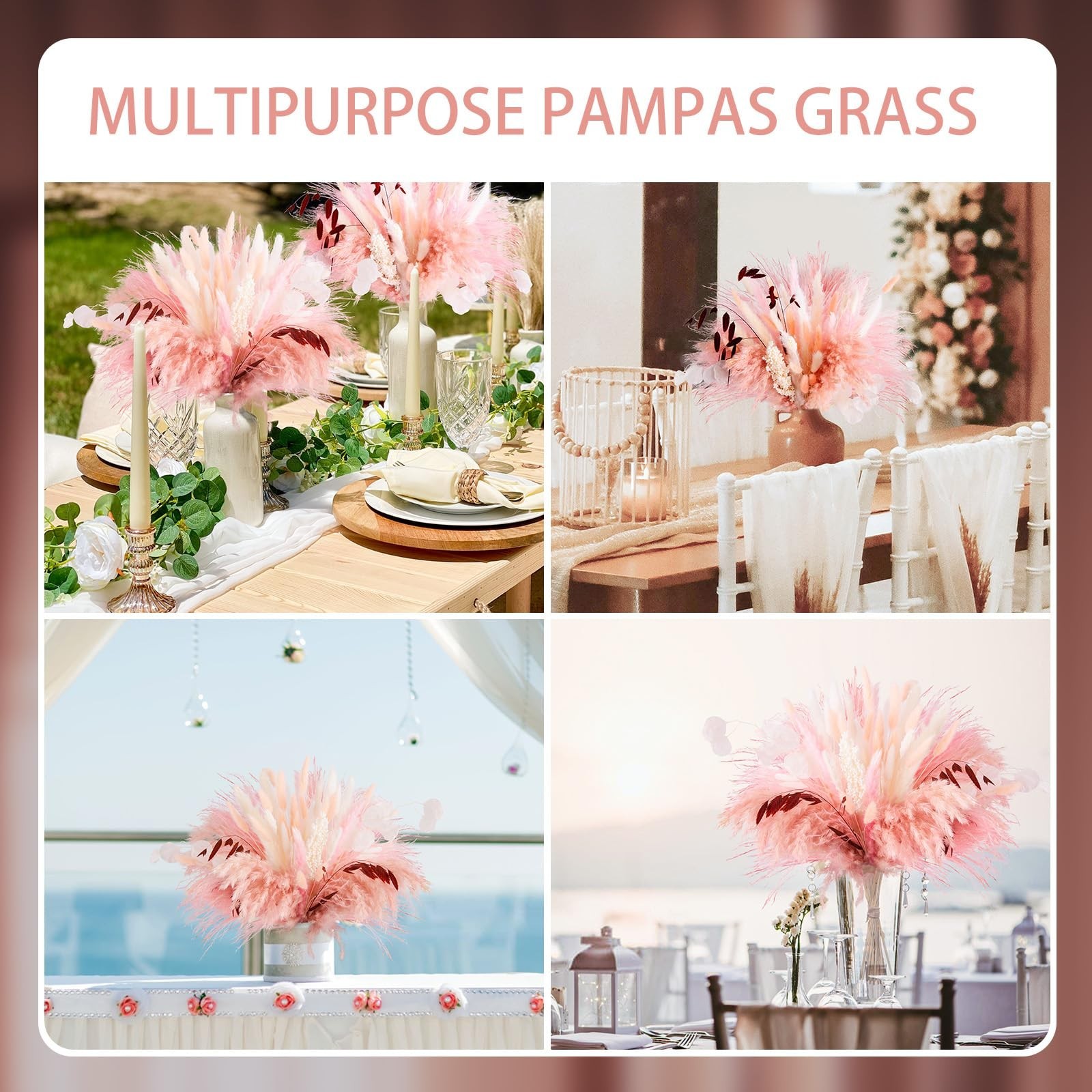 85Pcs Pink Pampas Grass – Natural Dried Floral Decor for Boho Home & Wedding