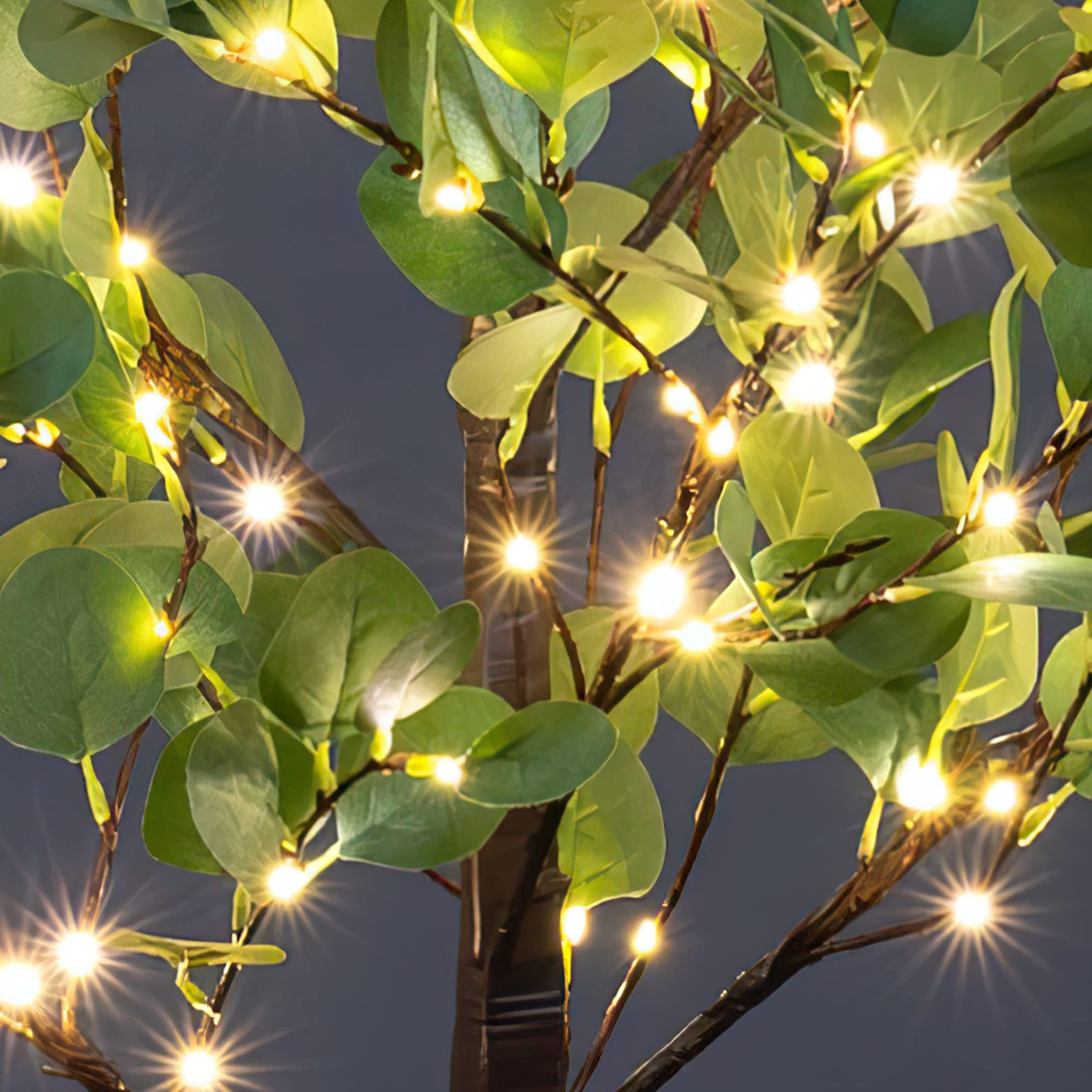 5FT Lighted Eucalyptus Tree 162L Warm White Artificial Greenery with Lights f…