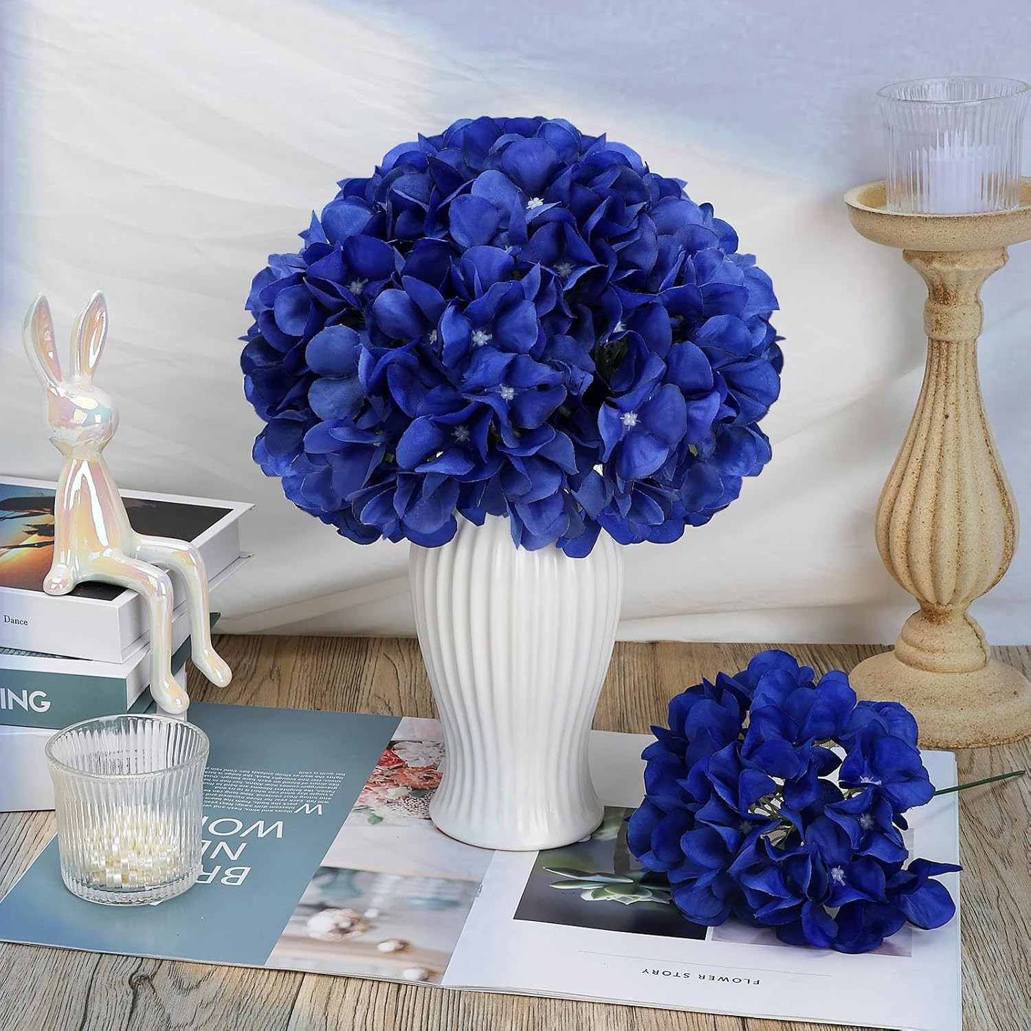 104 PCS Hydrangea Flower Heads with Stems for DIY Floral Arrangements
