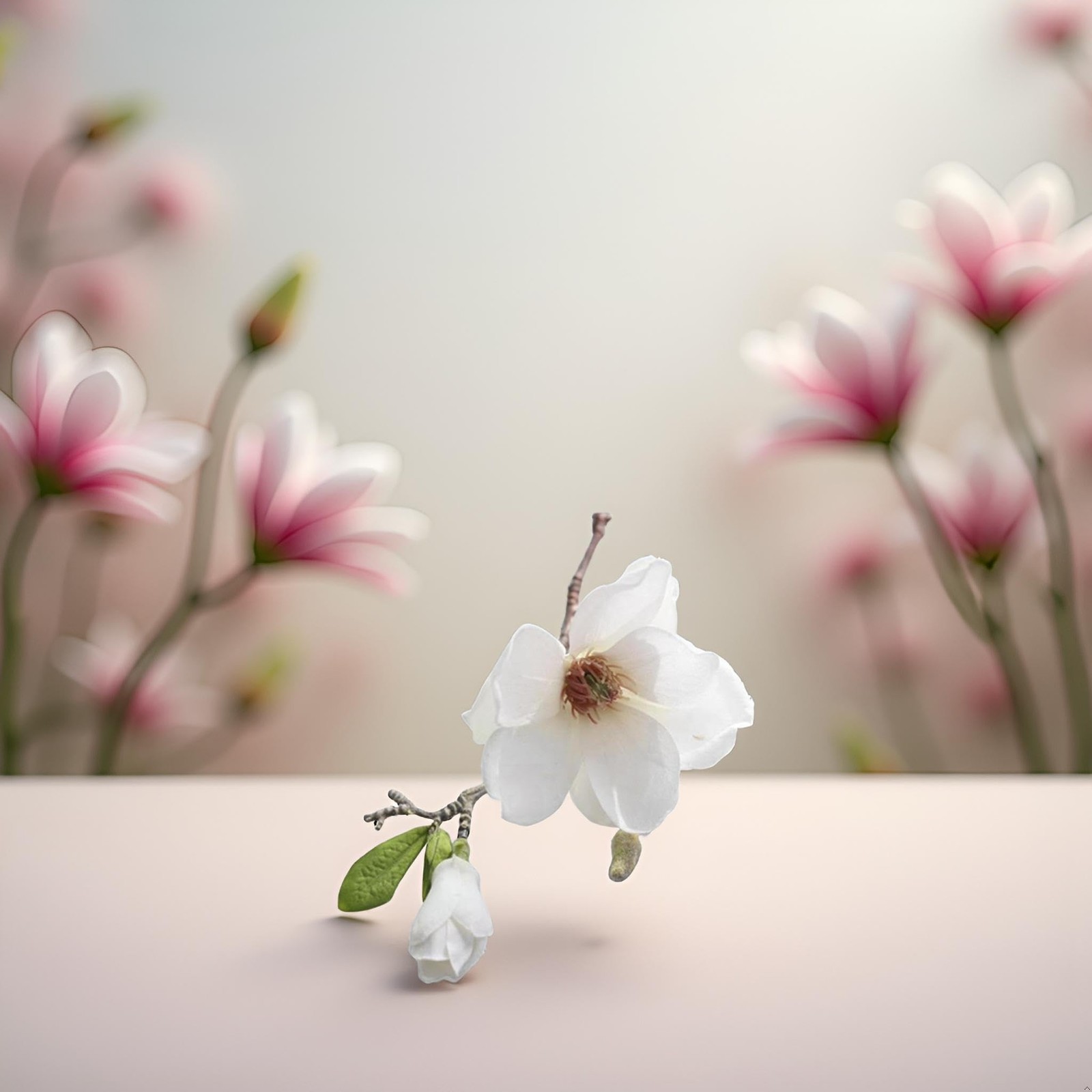 White Artificial Magnolia Fake Silk Flower Single Floral Be used for Home Dec…
