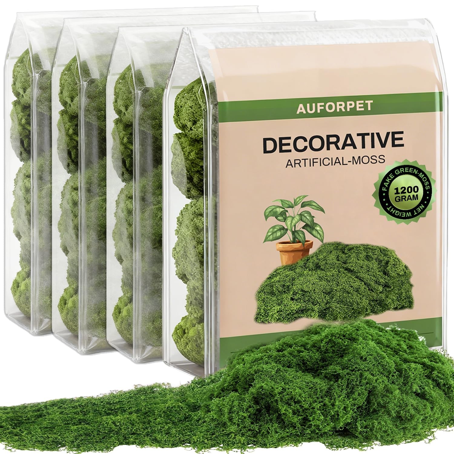 1200 Grams Fake Green Moss for Crafts, Decorative Artificial Faux Moss for Pl…