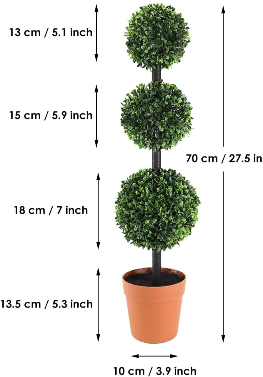 2.3FT Artificial Topiary Ball Tree Triple Ball Topiary Tree