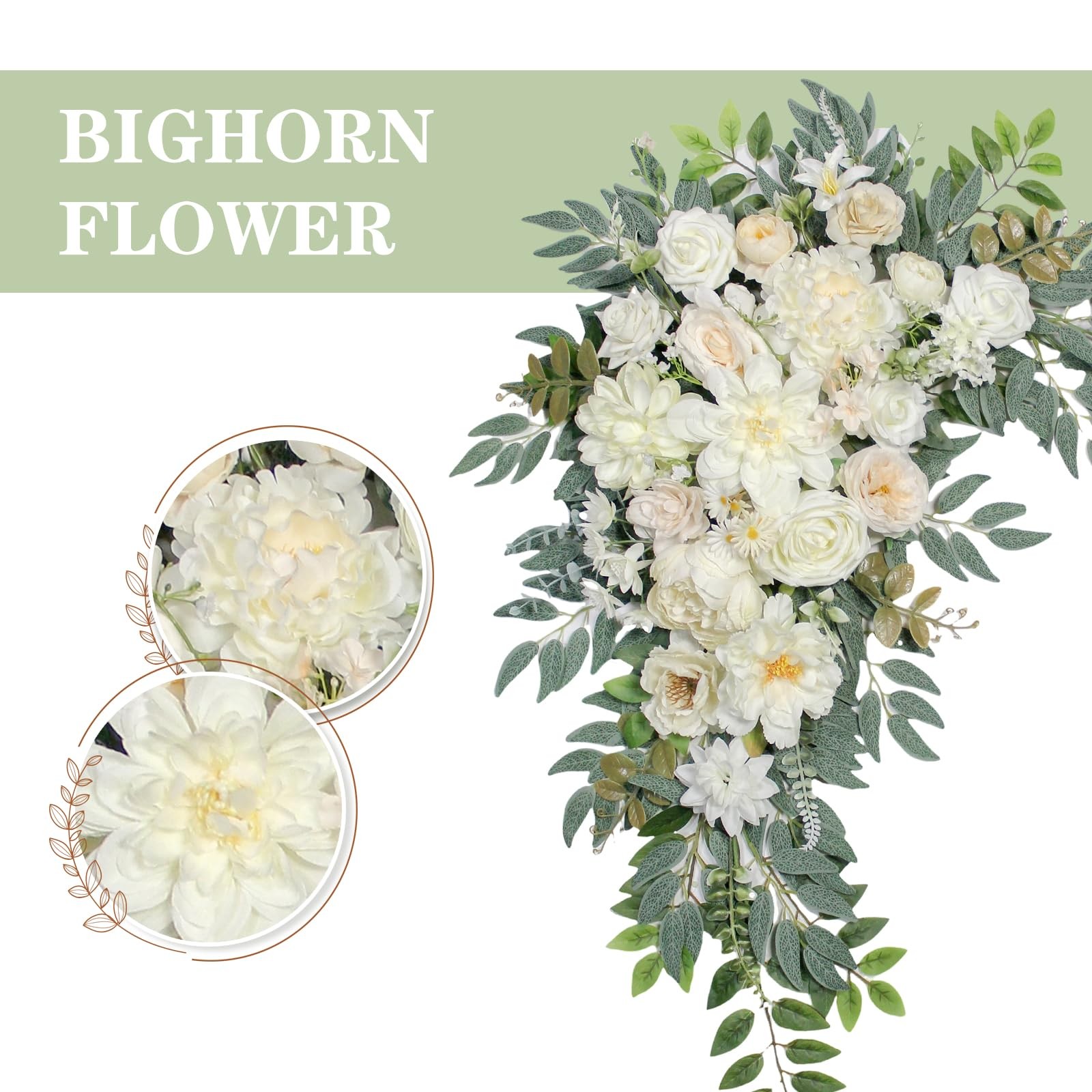 BMQDSM Wedding Arch Flowers with Drapes (Set of 3) Wedding Decor and Wedding …