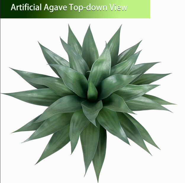 2Pcs Large Agave Ground Stakes, Green Gray Pink Artificial Plants