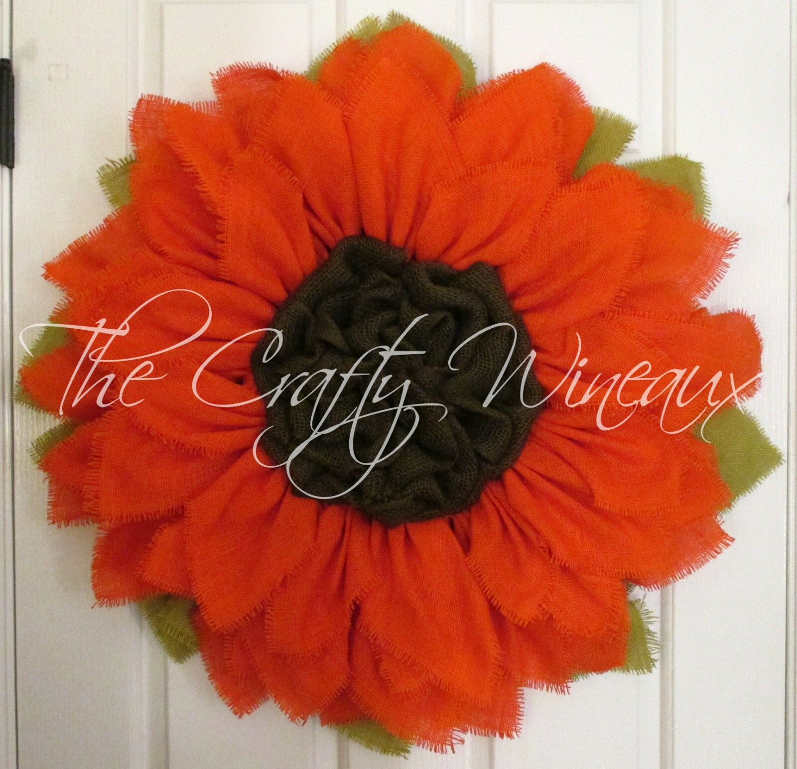 The Crafty Wineaux – Extra Large 30″ Rich Tangerine Burlap Sunflower Wreath