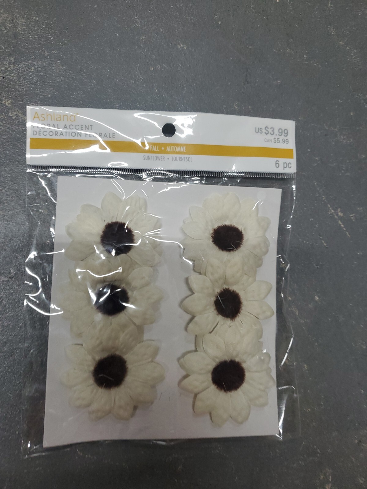 Ashland Set of 6 Cream Wired Daisy Floral Accent Decoration NEW
