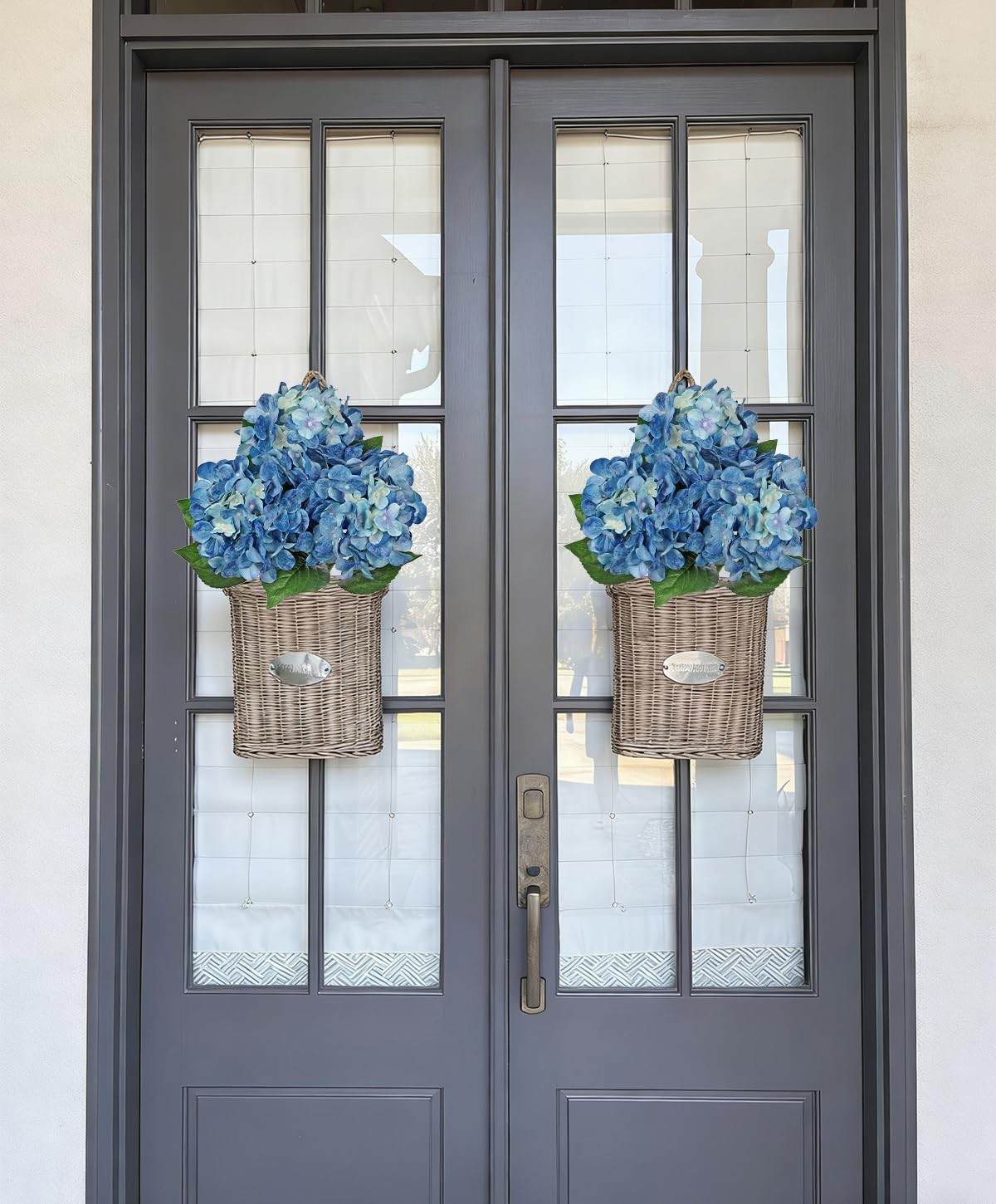 22″ Blue Hydrangea Artificial Flowers with Large Bloom, Silk Hydrangea Flower…