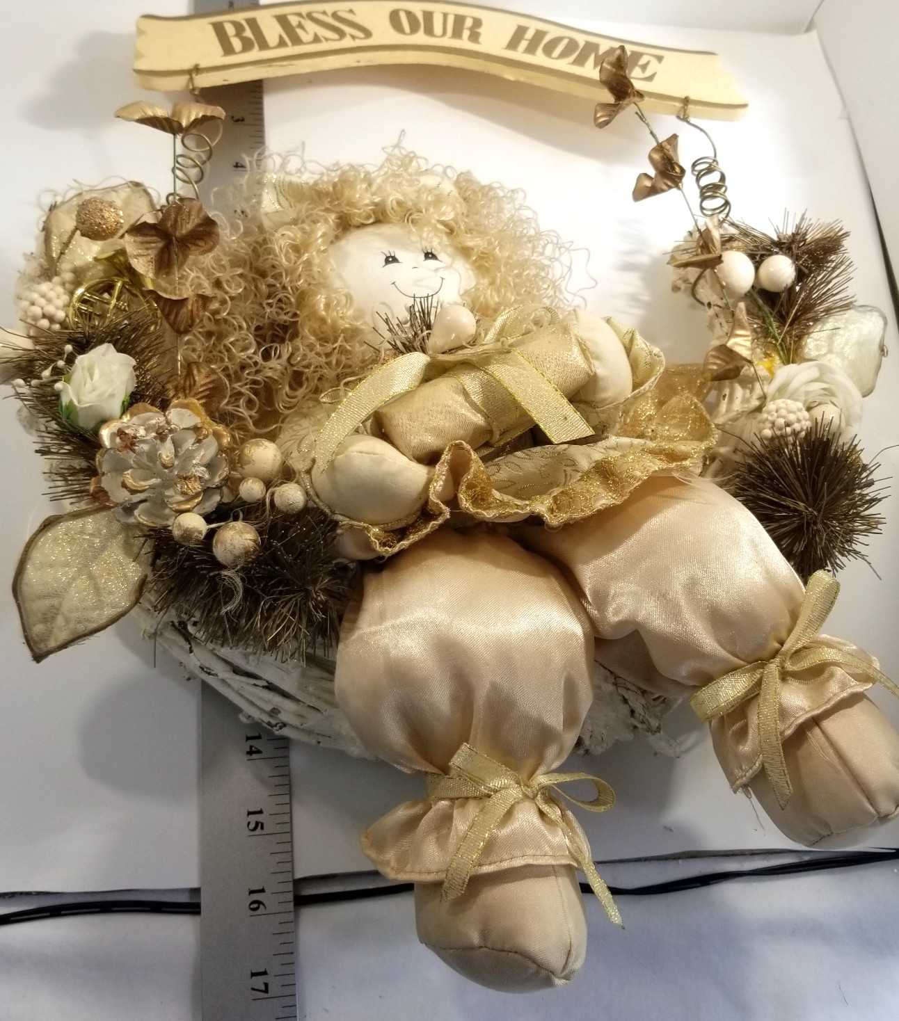 Bless Our Home Cute Angel Half Wreath