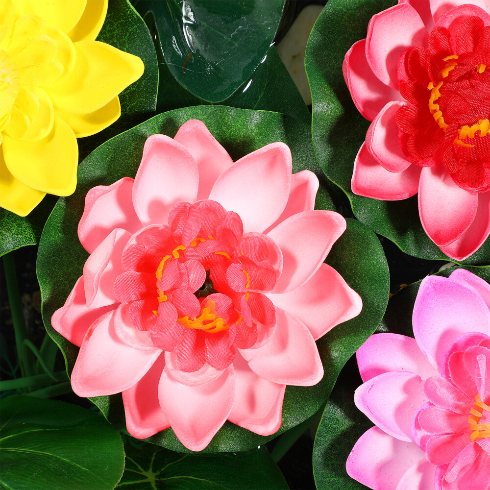 5 Pcs Solar Floating Lotus Flowers Pond Lily Pads Live Plants Water Baby Child