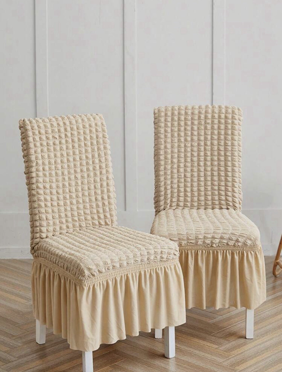 1pc Chair Cover with Elegant Skirt for Dining Room Kitchen Chair Slipcover