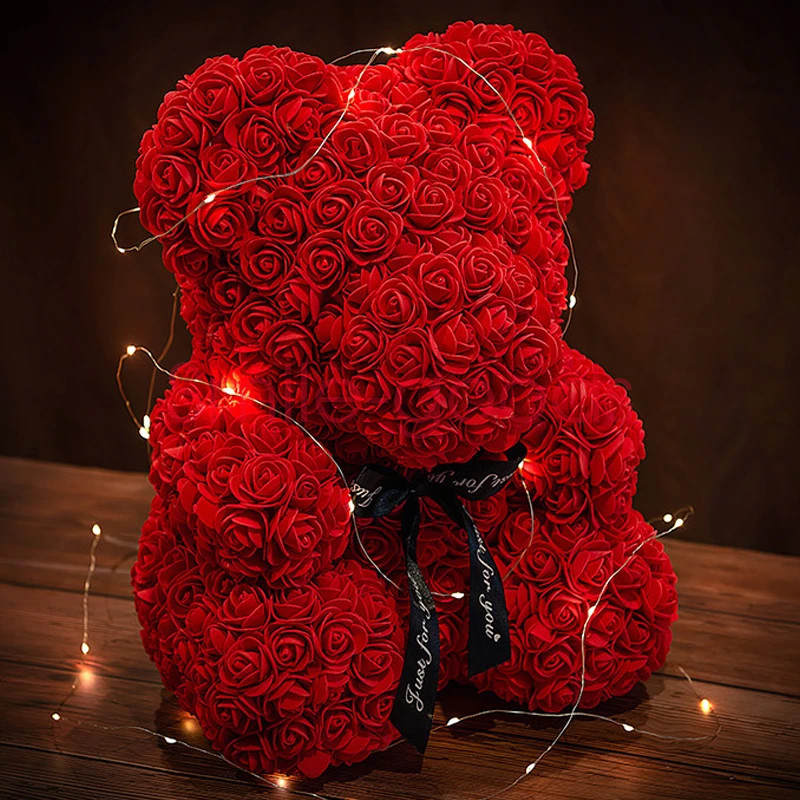 LED Teddy Rose Bear in Box Valentine Gift for Her Wedding Anniversary Birthday