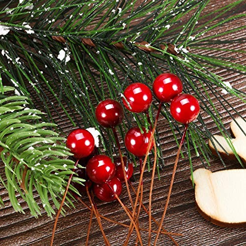 100 Pack Artificial Holly Berries Mini 10 mm Christmas Fake Berries Wine Red