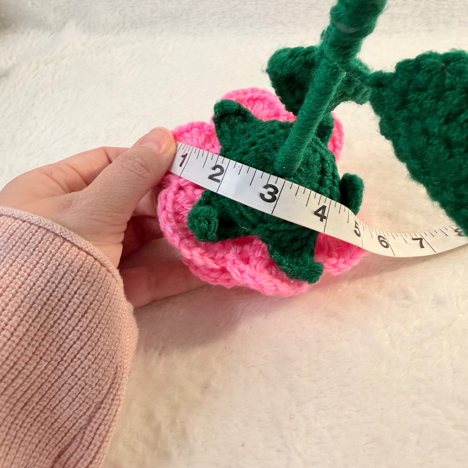 Handmade Crochet Rose Unisex OS Hot Pink New Everlasting Yarn Flower Decor
