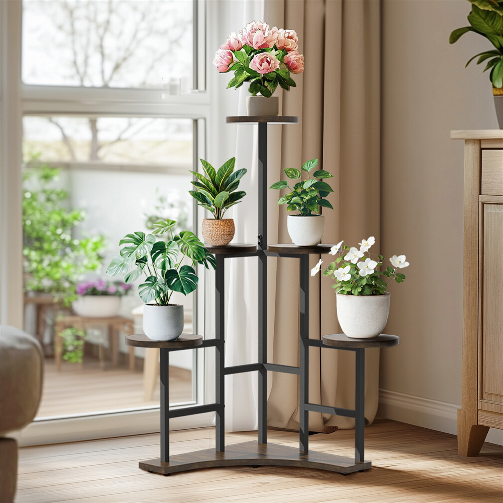 4 Tier Stepped Corner Plant Stand Tall Flower Pots Storage Display Shelf Outdoor