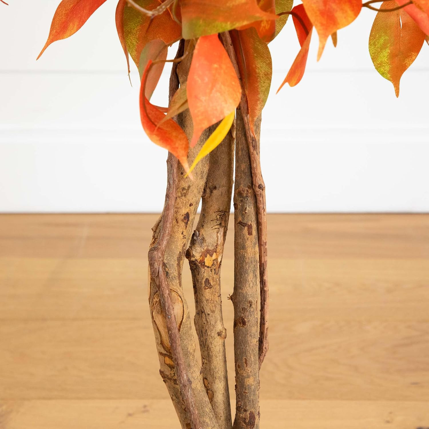 3 Ft Artificial Autumn Ficus Fall Tree with Nursery Planter | Lush Canopy, Slend