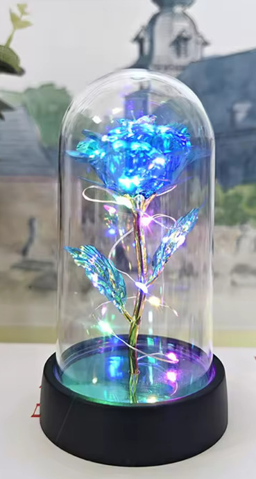 LED Valentine Day Gift For Girlfriend Eternal Rose Light 24K Gold Foil Flower In