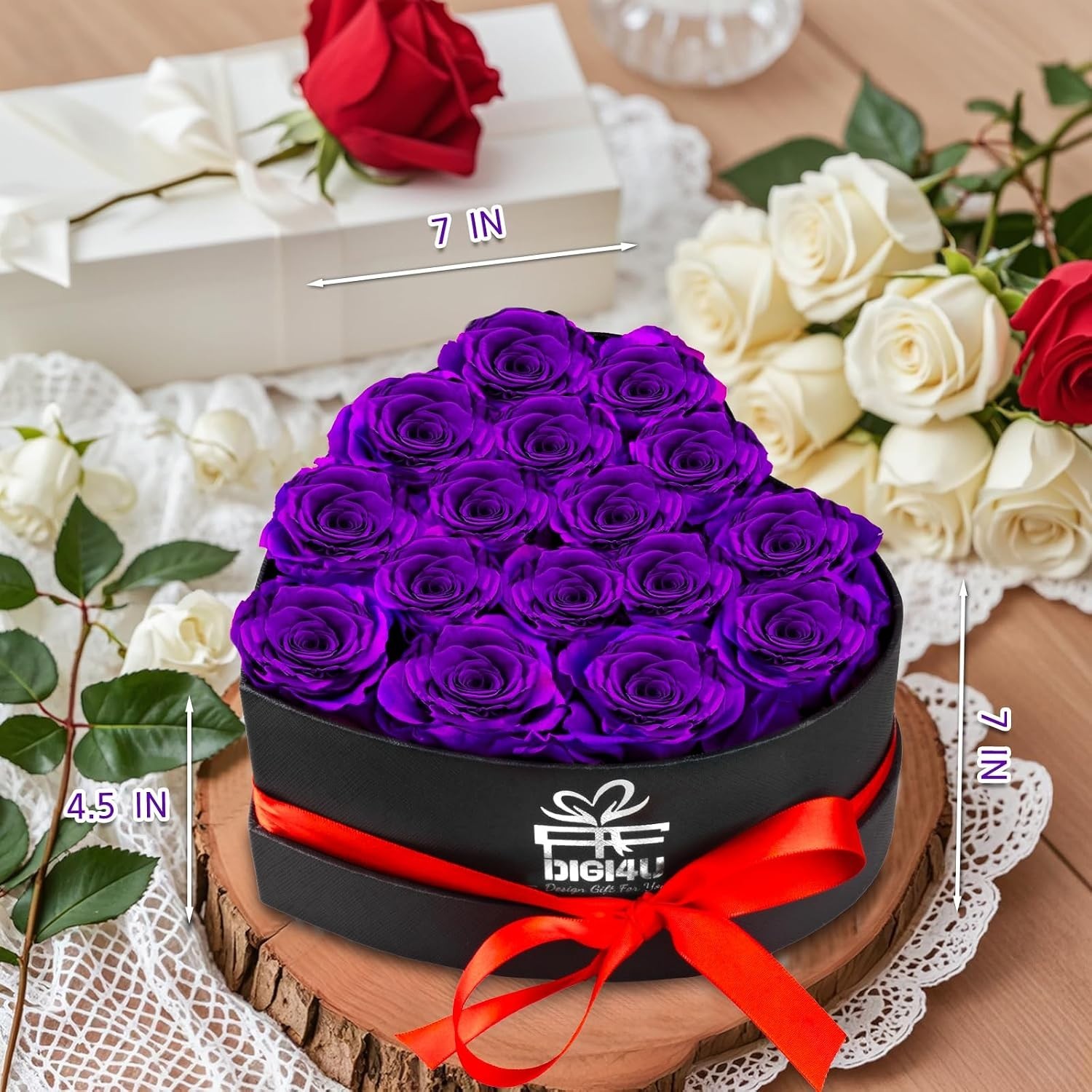 Extra Large 16 Flower Heart Shape Box Gifts with Necklace for Her Women Girlf…