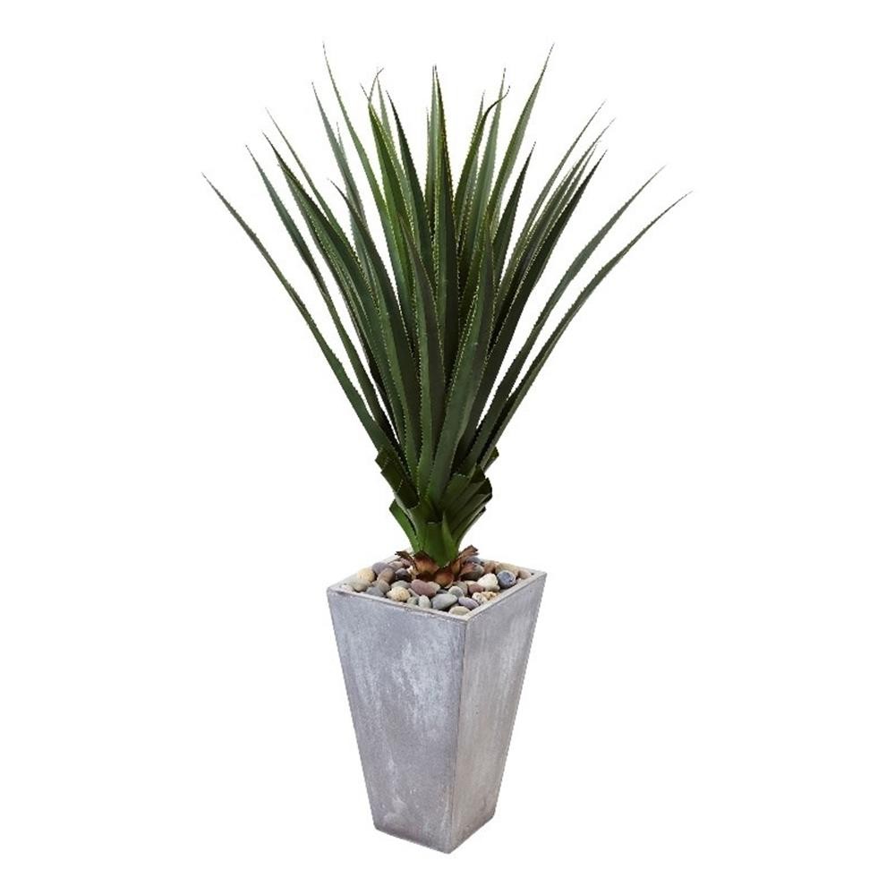Nearly Natural 5 ft H Spiked Artificial Agave in Cement Planter (Indoor/Outdoor)