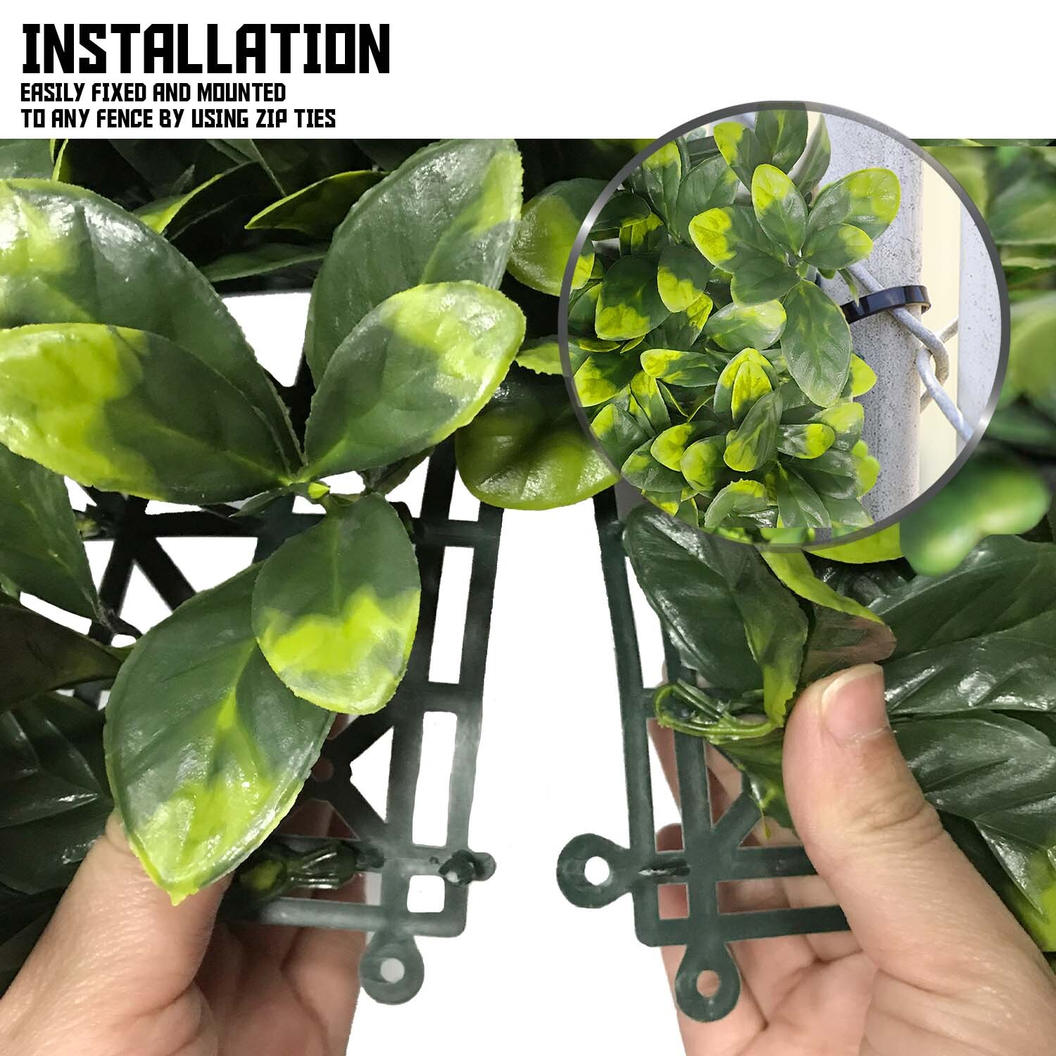 20″x20″ Artificial Faux Leaf Ficus Fence Screen Greenery Wall Decor Panel