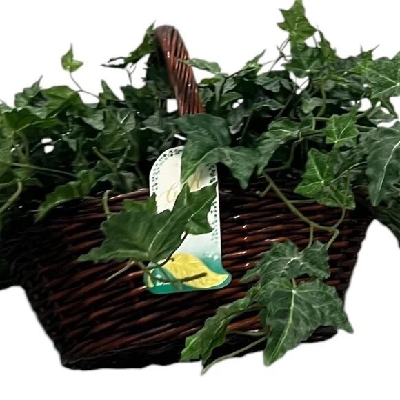 Set Of 2 Gold Leaf Collection Silk Artificial English Ivy Basket