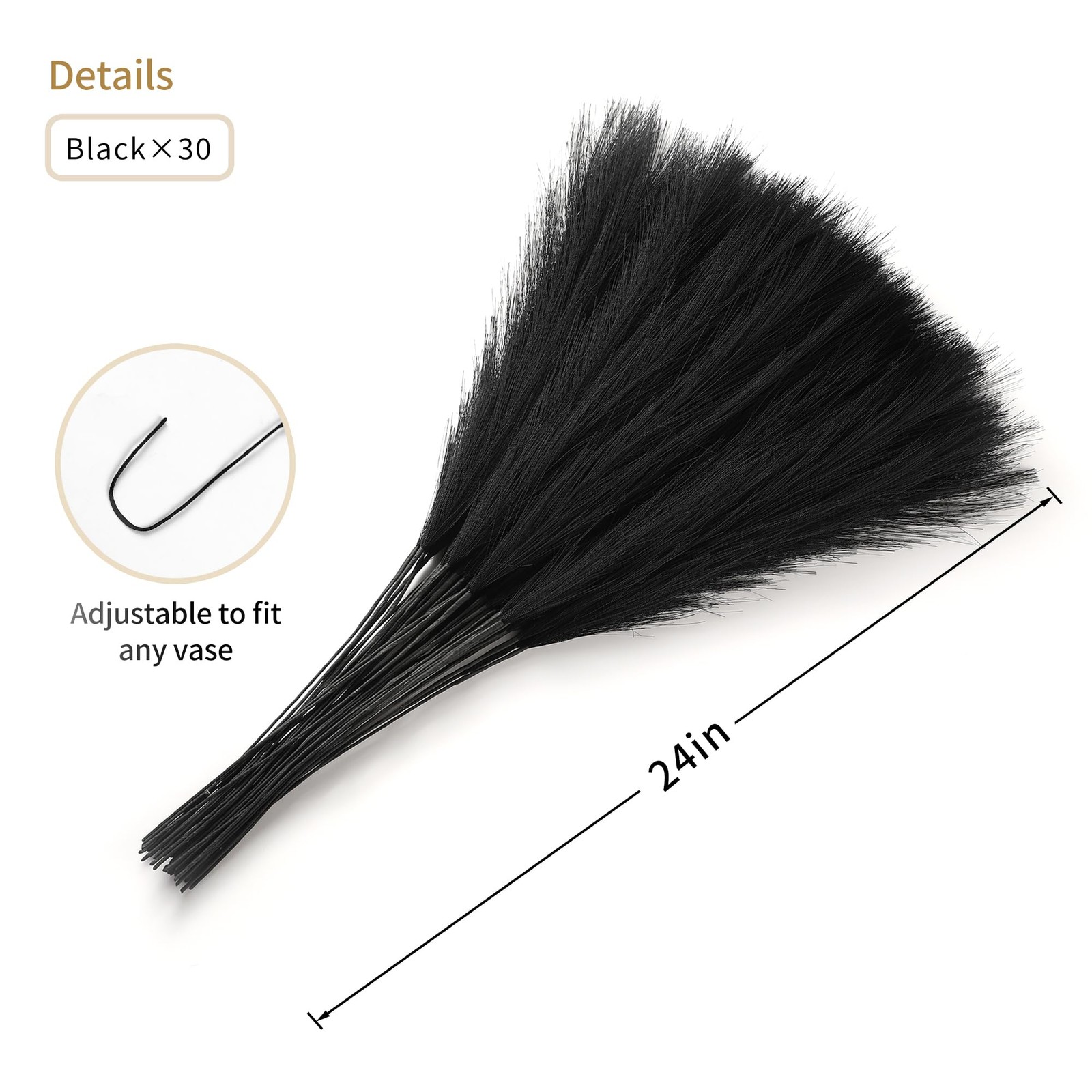30pcs Black Pampas Grass – 24 Inch Faux Pampas Grass Decor, Short Artificial …