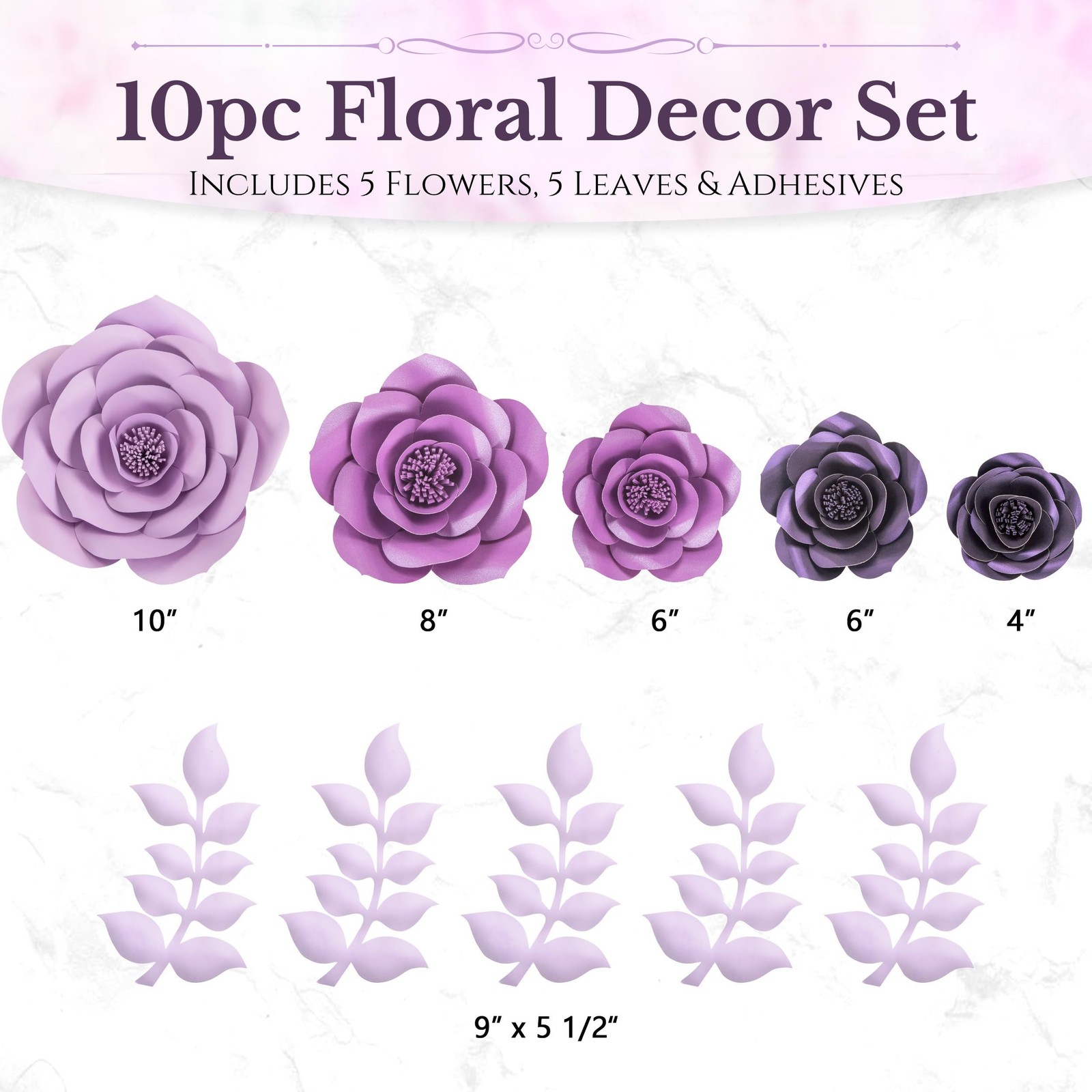 10pc Large Paper Flowers Decorations for Wall – 3D Flower Wall Backdrop for N…