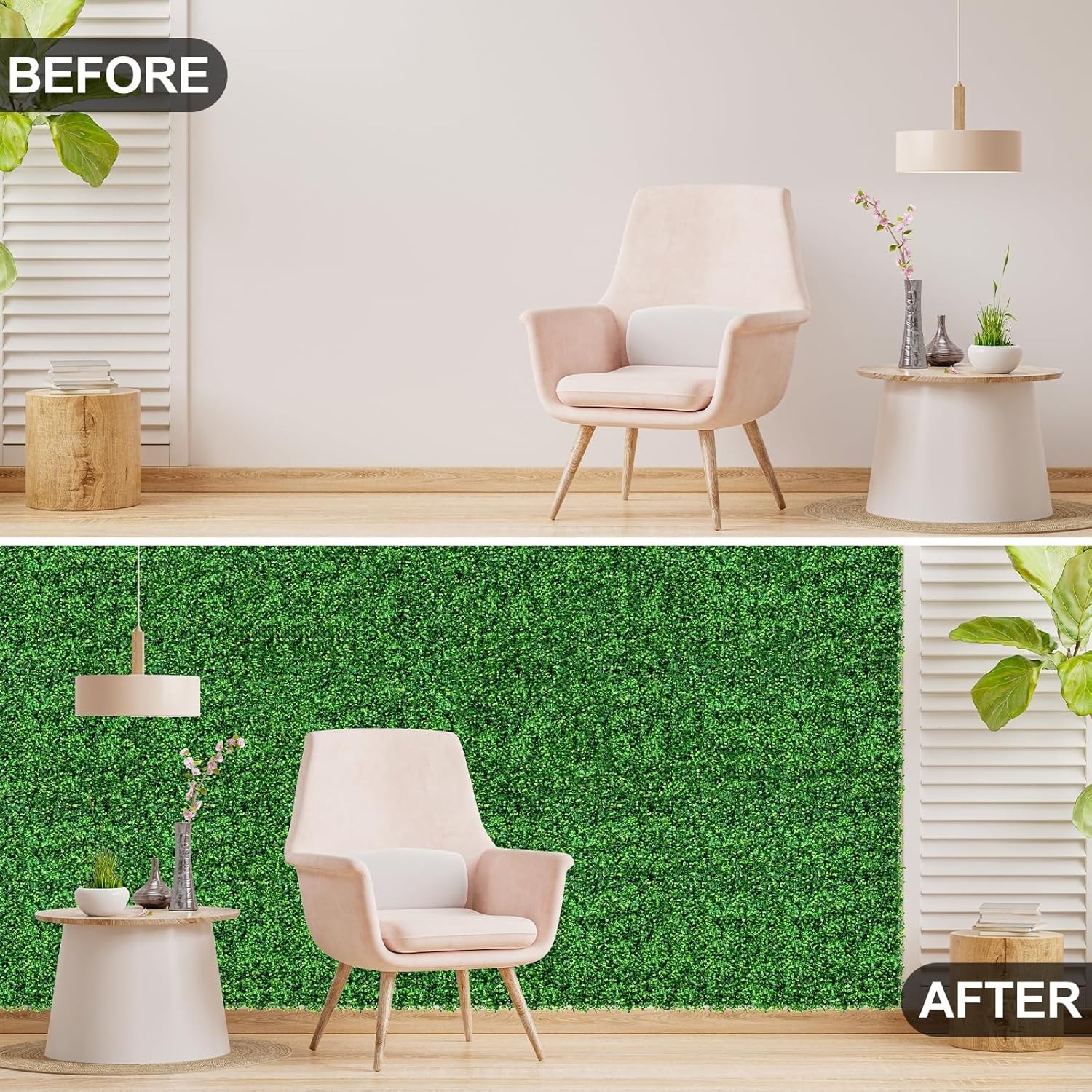 Grass Wall Panels 10″ X 10″ 12Pcs Greenery Backdrop, Artificial Green Grass B…