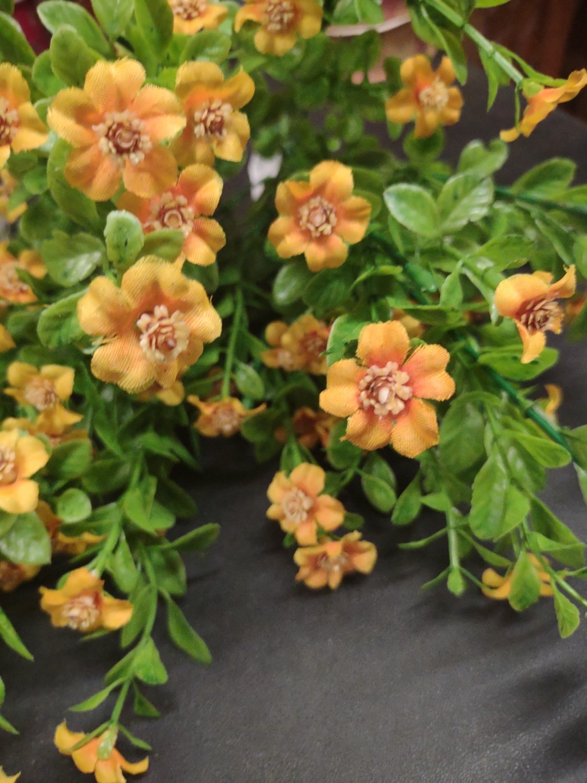 Set of 2: Silk Mini Daisy Bush, “Jacob’s Ladder” Miniature Flowers, Yellow Gold