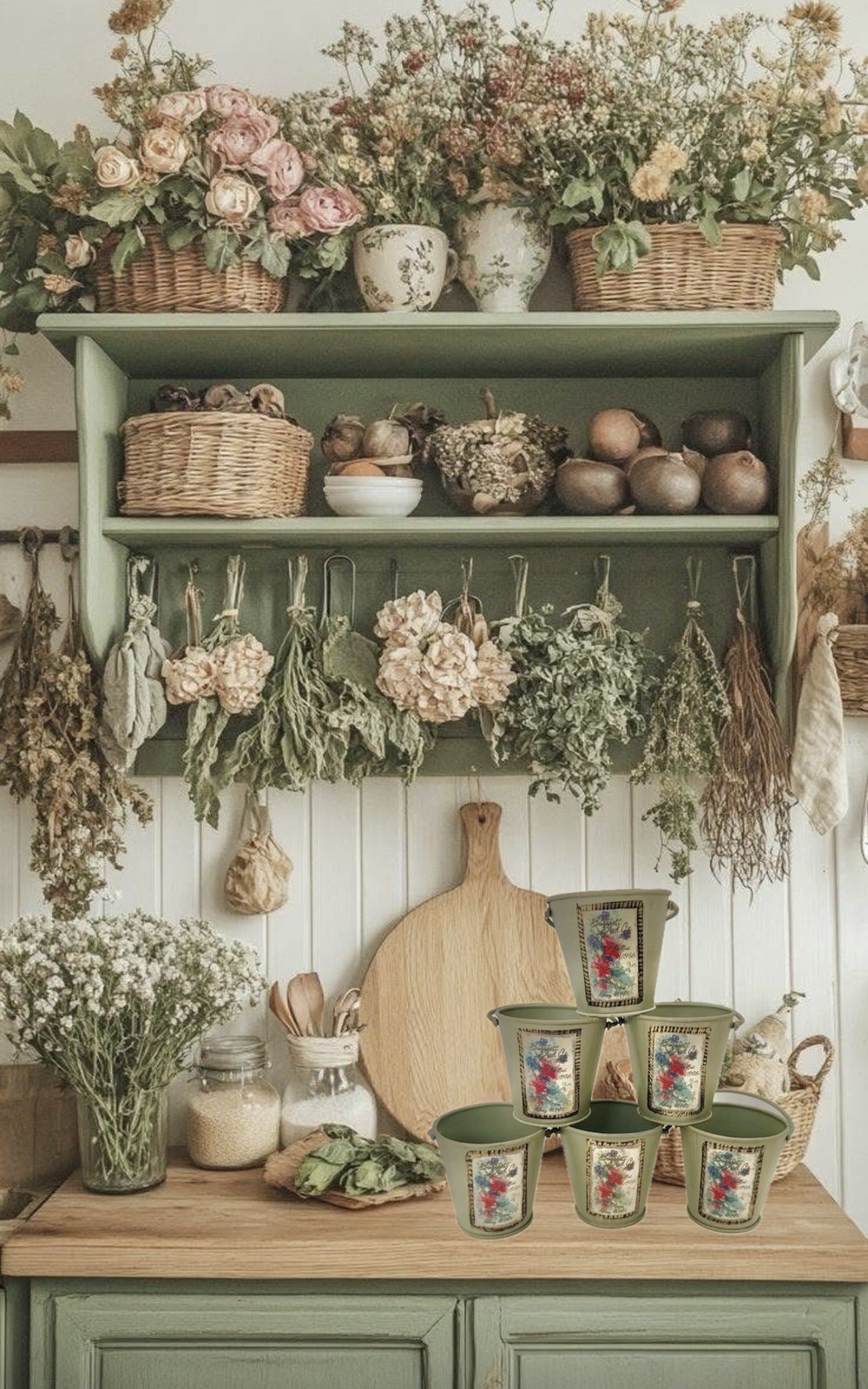 Set 6 VTG Farmhouse Metal Succulent Planters Wedding Favors Rustic Decor Green