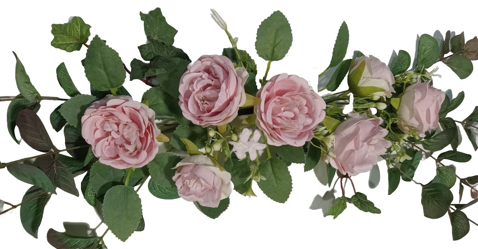 Pink & Eucalyptus TeaRose 24″ Wall Sign Door Silk Flower Wedding Room Decor 2251