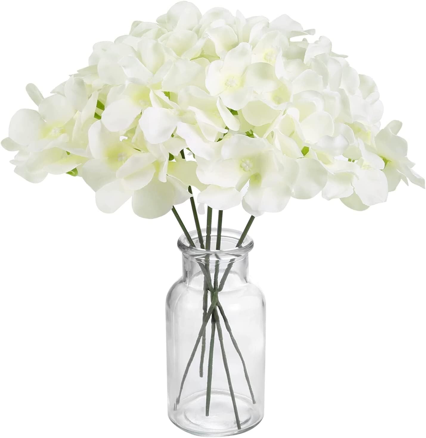 Hortensia de seda con cabezas de flores y tallos para diversos usos, 64 unidades