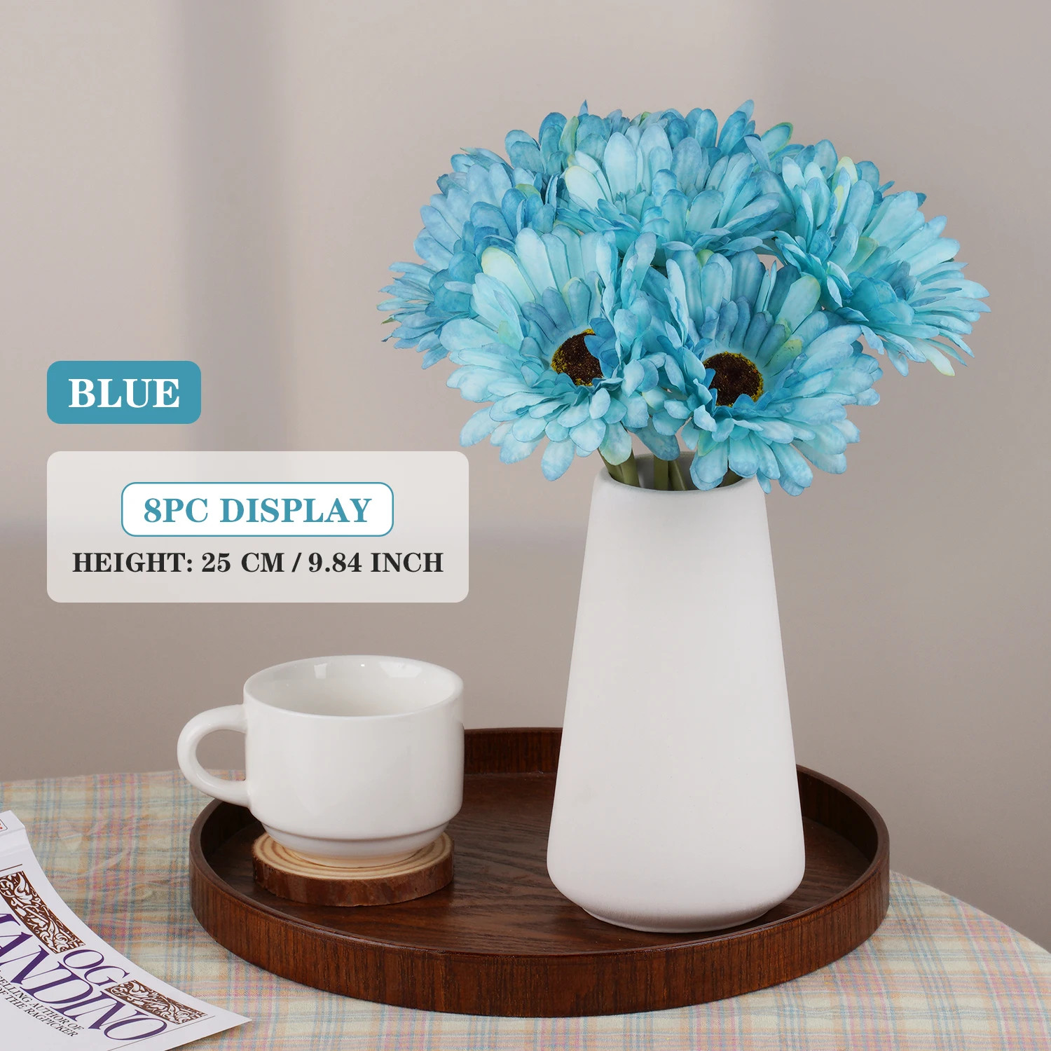 25Cm/9.84Inch Artificial Barberton Daisy for Wedding Party Arrangement Decoratio