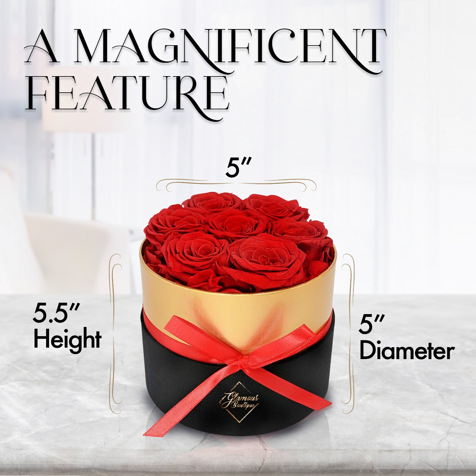 Glamour Boutique Forever Flower Gift Box: 7 Real Preserved Roses in A Box