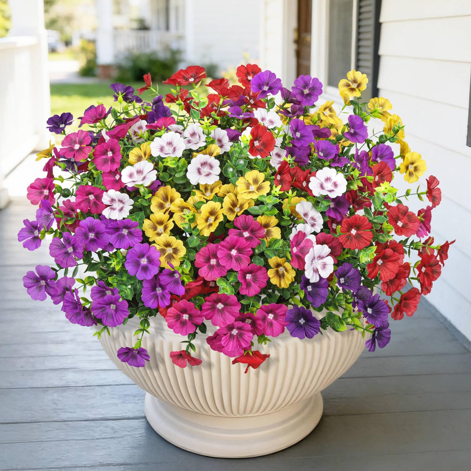 24 Bundles Artificial Flowers for Outdoors UV Resistant Silk Fake Flowers Faux