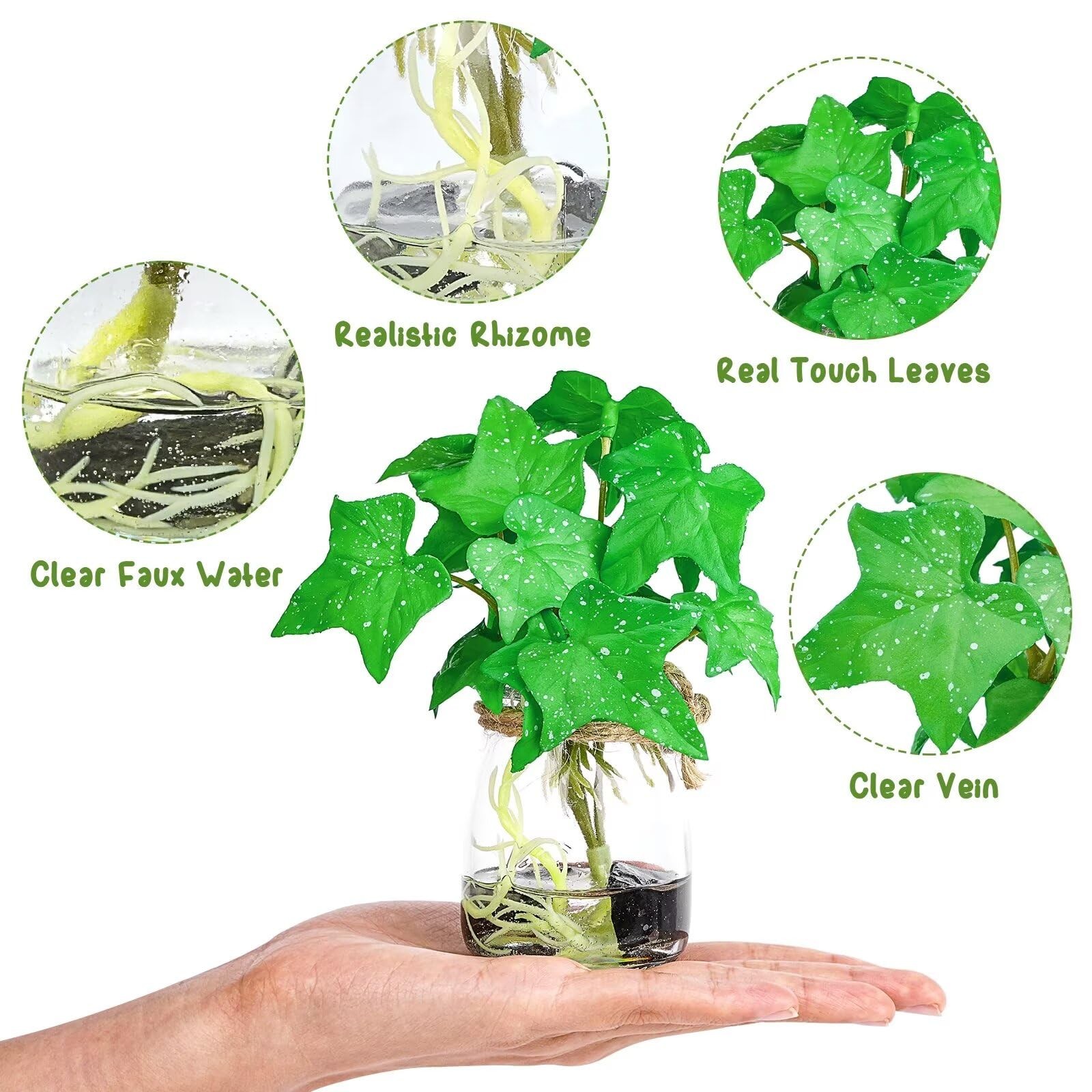 3 Pack Small Potted Plants with Faux Water, Real Touch Leaves Fake Plants in …