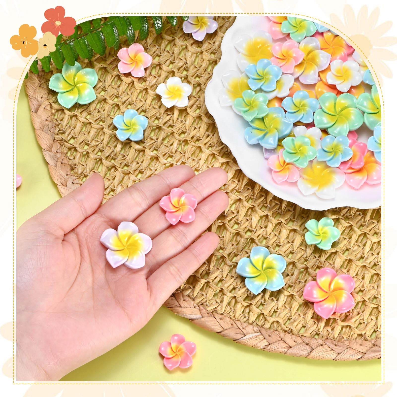 20-Pack Resin Flowers, 0.98inch/2.5cm Artificial Plumeria Flowers Flatback Mi…