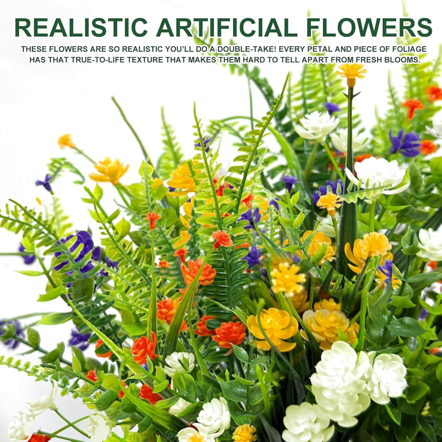 Realistic 20 Bundles of Spring Camellia & Ferns – All-Weather Indoor/Outdoor Use
