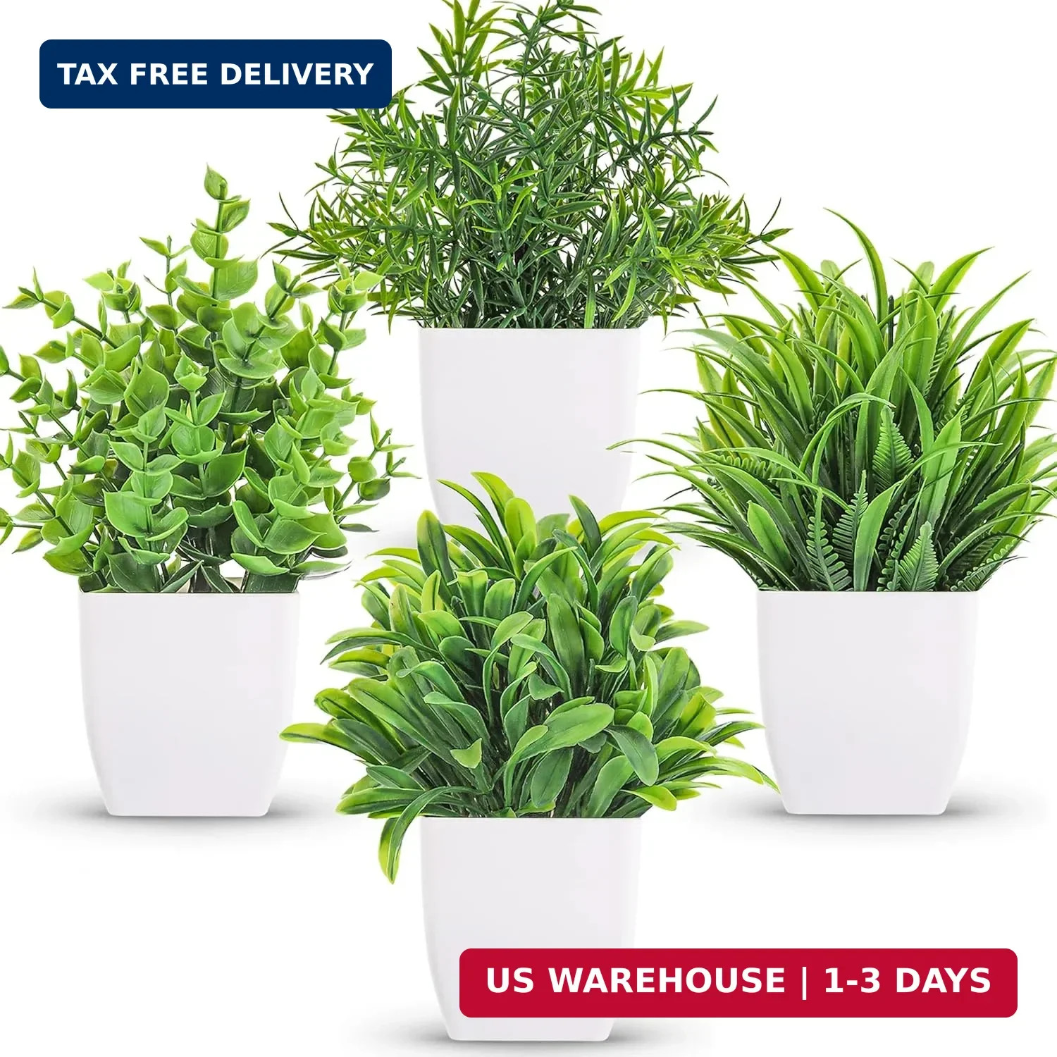 Der Rose 4 Pack Small Fake Plants Realistic Lifelike Design Green Decor