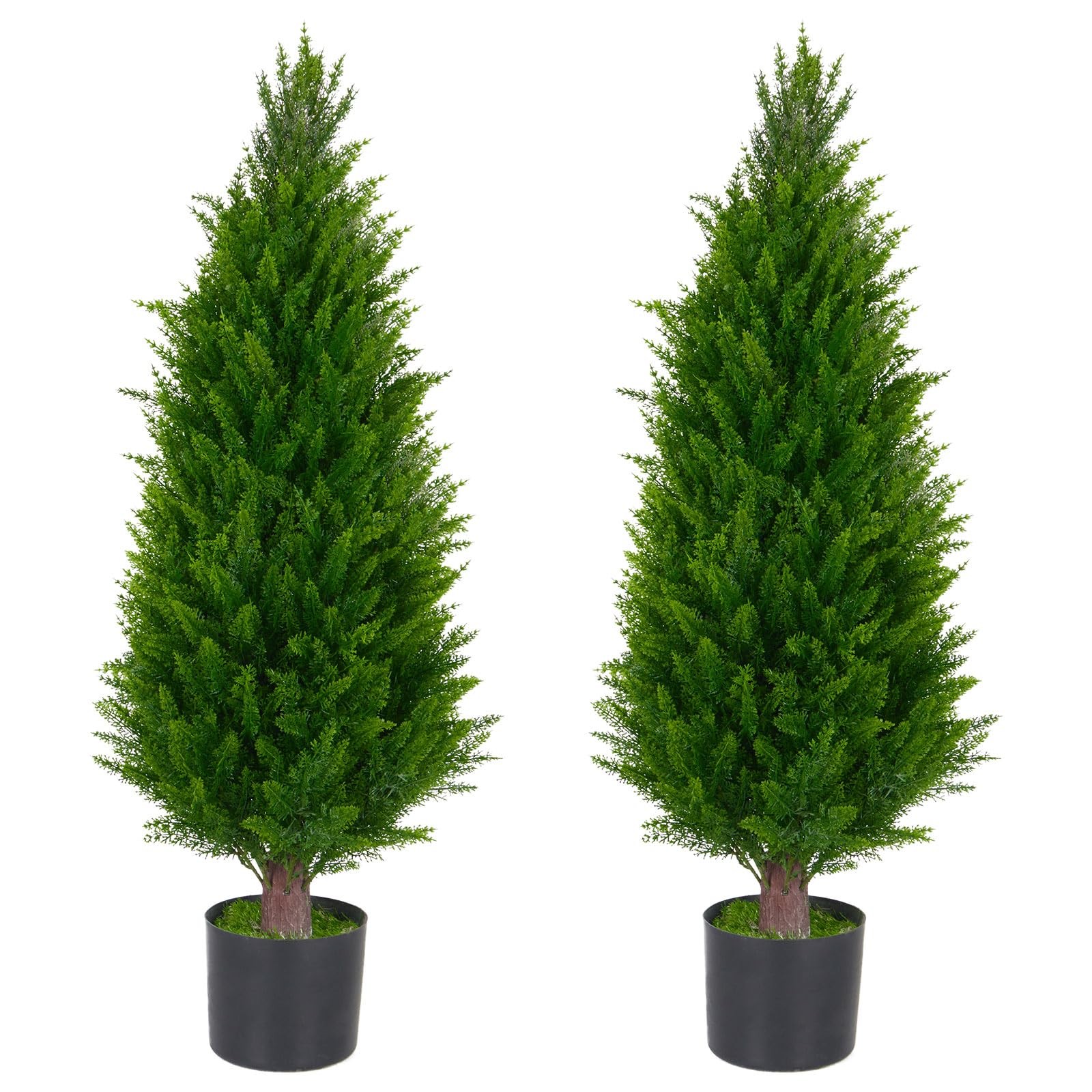 3FT Artificial Topiary Cedar Trees Set of 2 UV Resistant Maintenance-Faux Pla…