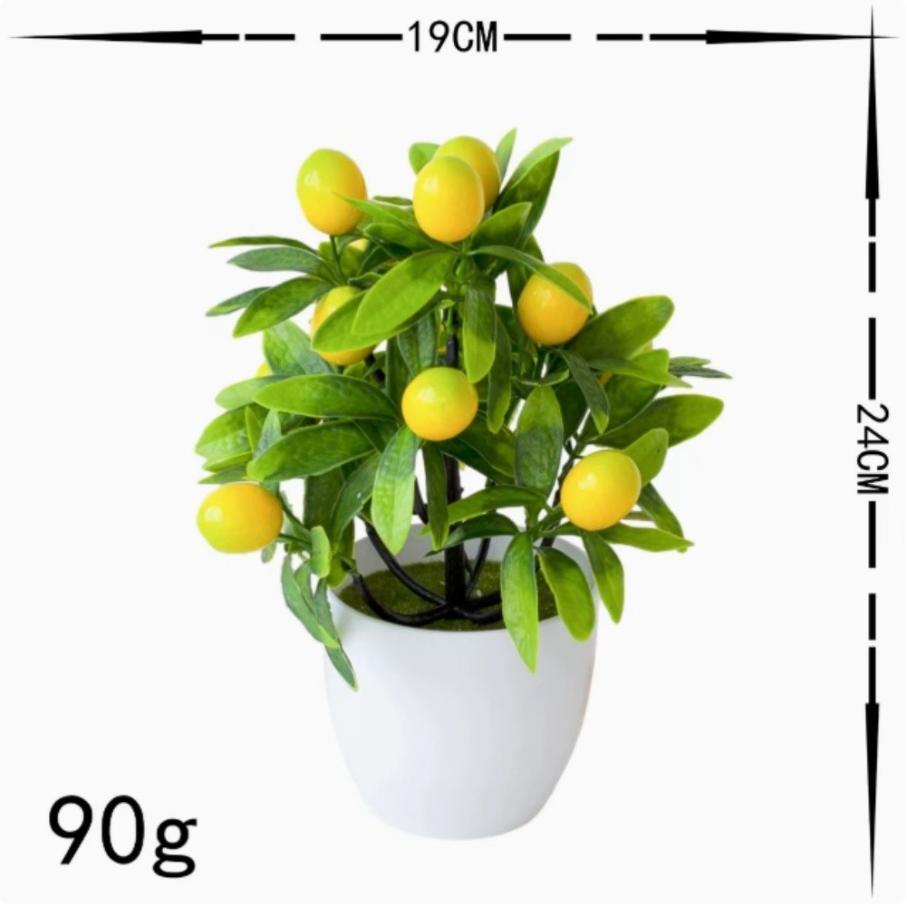 Artificial Lemon Desktop Plant for Office Home Decoration Yellow 18cm Pot