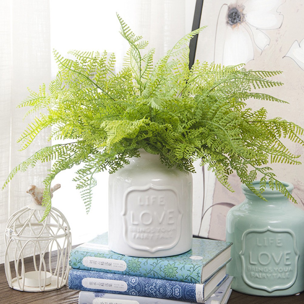 2Pcs Fake Fern Plant Light Green for Rustic Event Decor Tabletop Wall Display